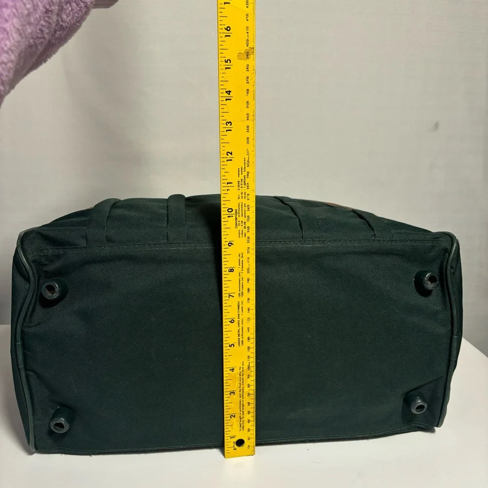 Vtg  Skyway Lg Dark Olive Green Canvas & Leather Travel Duffel Bag luggage…